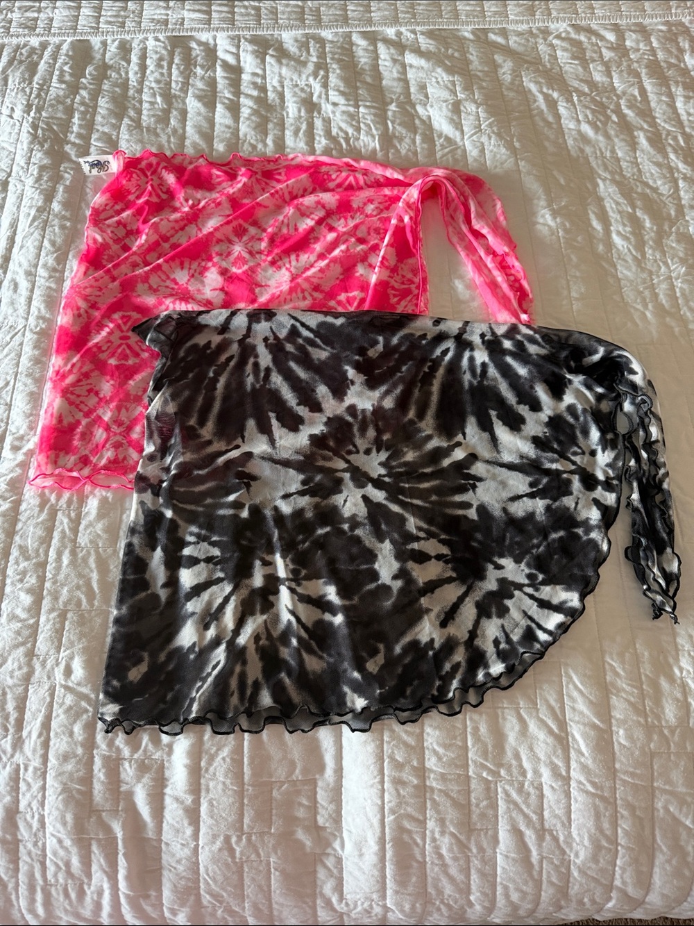 Tie-Dye Sheer Swim Cover-Up Sarong - Pink & Black